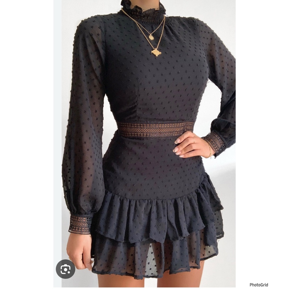 Showpo Black Sheer Long Sleeve Dress